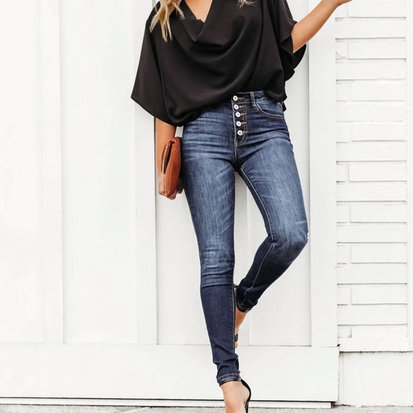 KanCan Kan Can Button Fly Dark Wash Skinny Jeans Denim Pants 26 - Picture 5 of 11